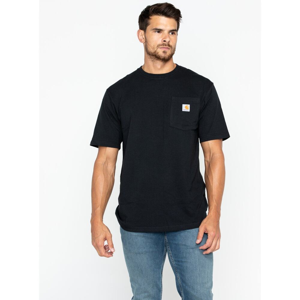 Carhartt K87 Pocket Tee Black Loose Fit Boxy Workwear Streetwear Medium Logo